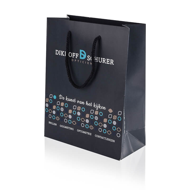 cmyk printed uncoated luxury paper bag with cotton rope handle