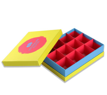 Colourfull rigid two piece shoulder macaron box with insert