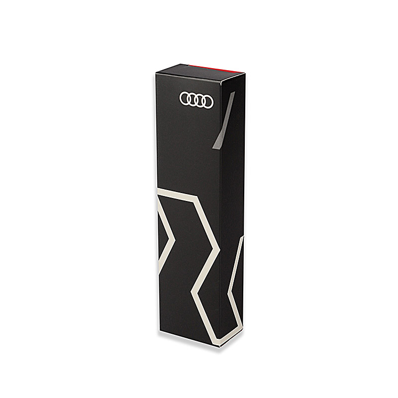 black tuck end chocolate box with Audi logo