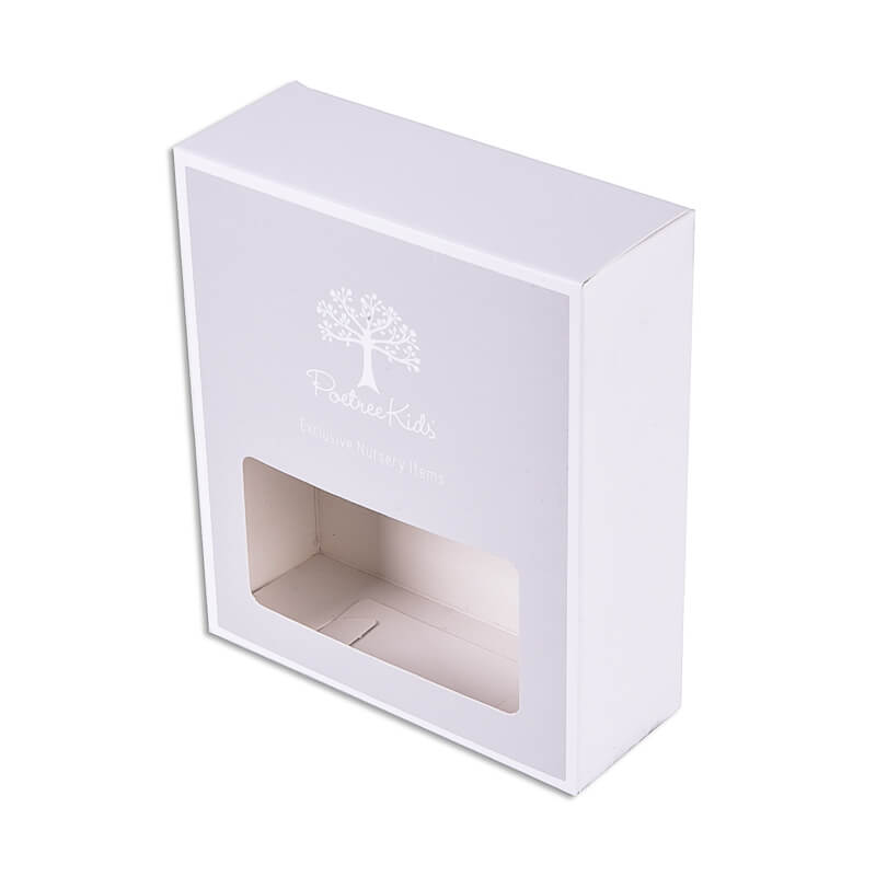 Light grey textile folding box with hollow window