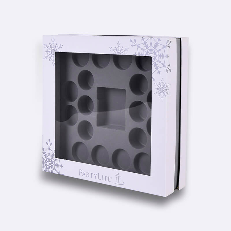 Clear window product packaging box with foam insert
