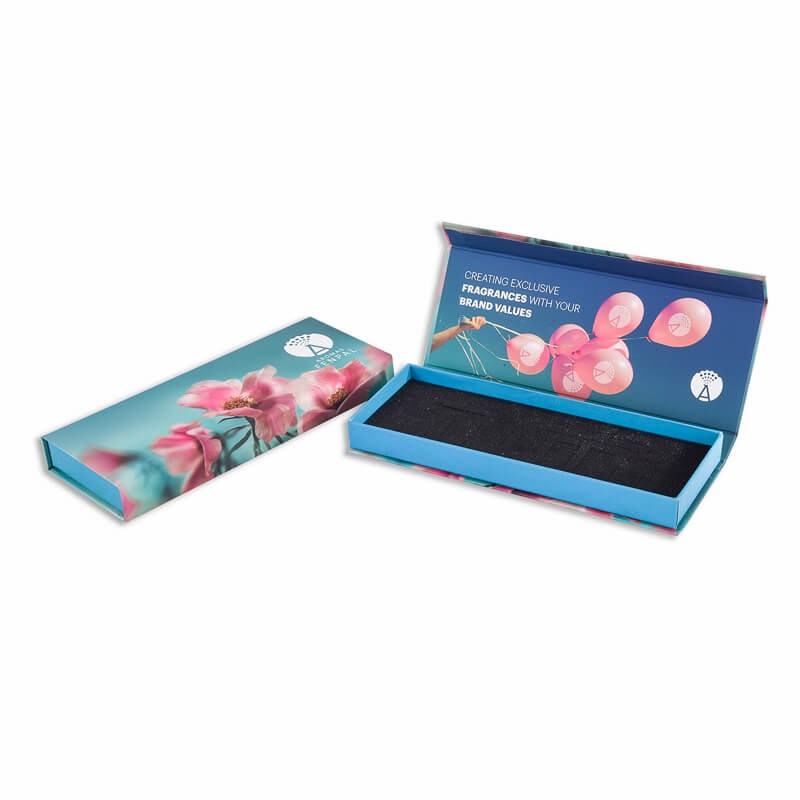 Soft touch laminated full colour printed magnetic boxes with custom foam insert