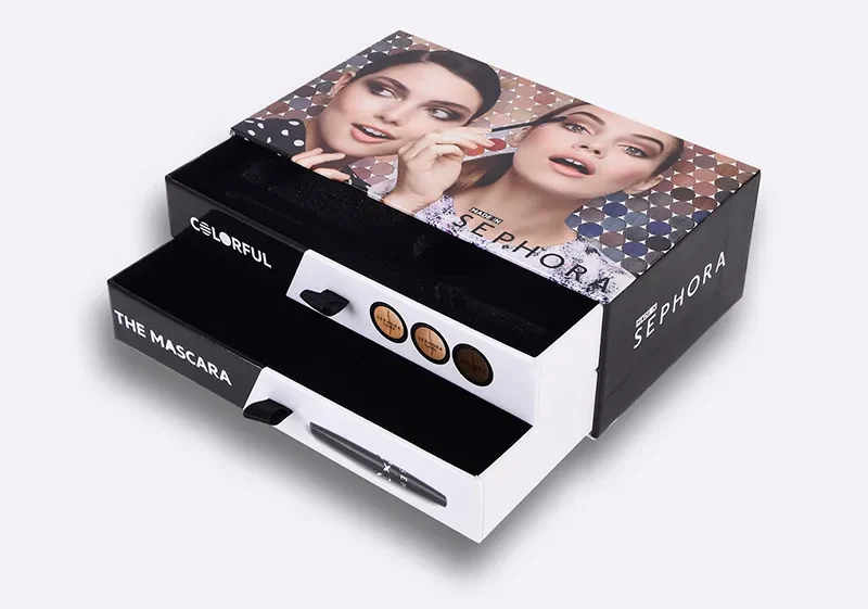 Cosmetic presentation box two drawer
