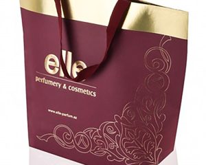 Printed paper bag Botton gusset burgundy luxury paper bag