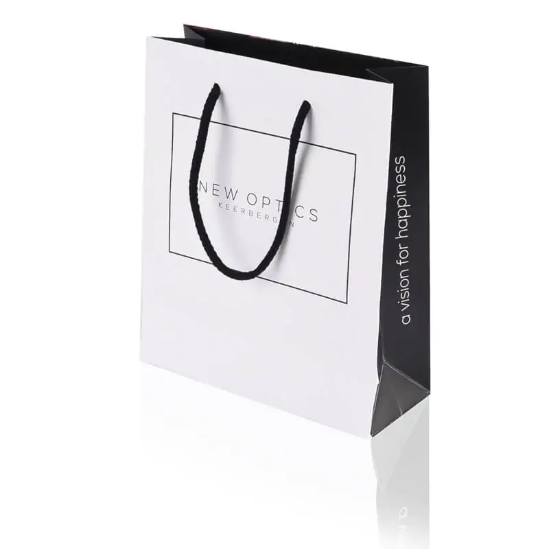 Black white unlaminated luxury optician paper bag