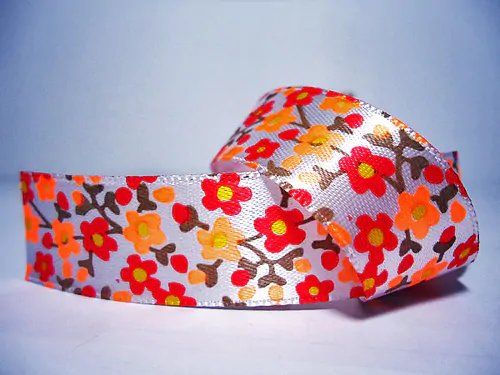 Flower pattern printed satin ribbon from Istanbul Turkey