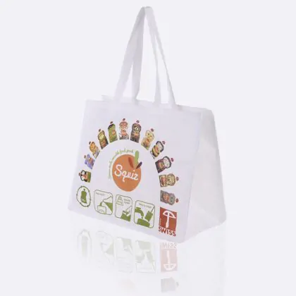 Full colour offset printed white non-woven tote bag