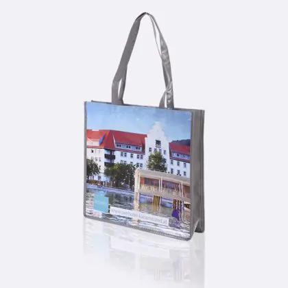 cmyk printed glossy laminated non-woven pp bag with sea visual