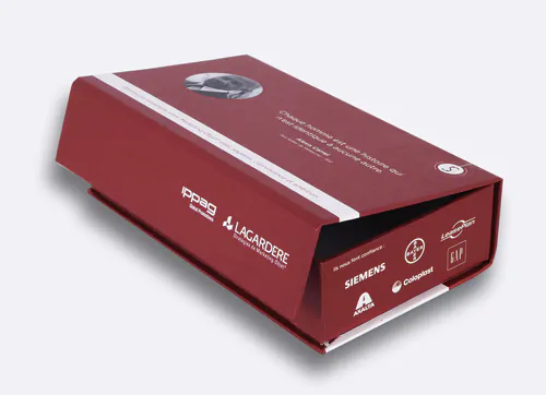 Burgundy colour magnetic closure rigid box