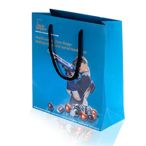 Blue luxury paper carrier bag with lady image on it istanbul Turkey
