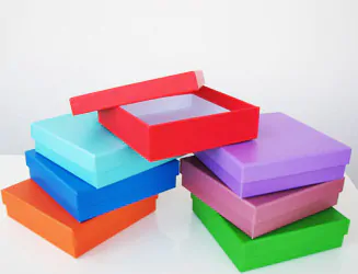 Two piece rigid luxury retail packaging gift boxes in different colours