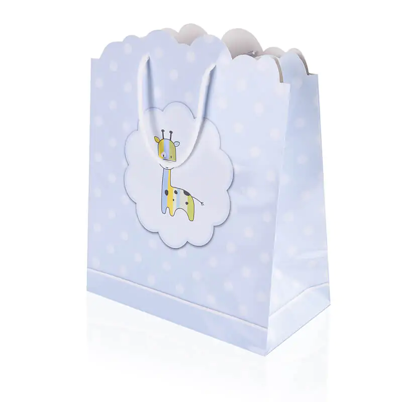 Cloud shape custom die cut custom made blue baby boy luxury paper bag