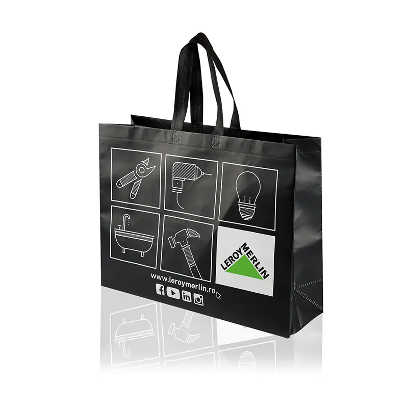 Black matte laminated ultrasonic stitched promational non-woven pp bag
