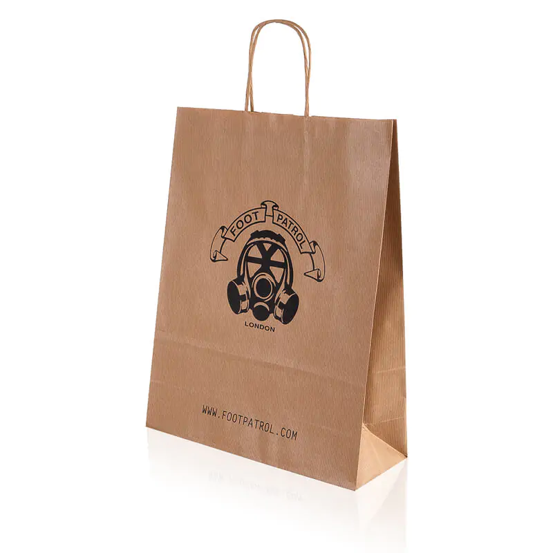 Twisted paper handle brown kraft bag with black printing