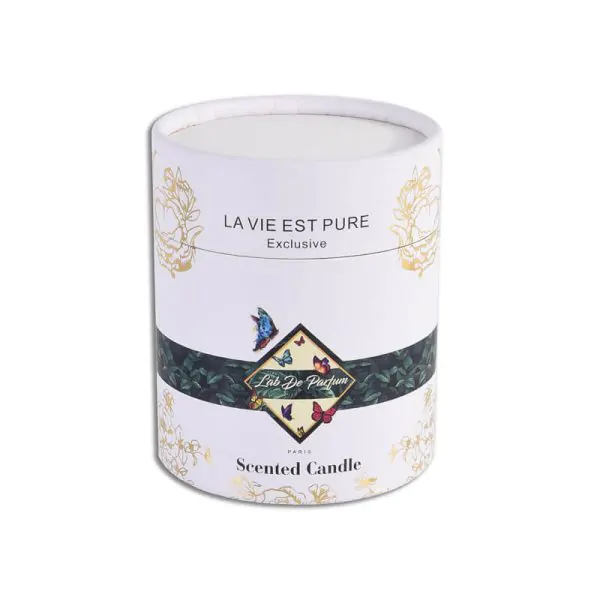 custom-printed-laminated-tube-box Matt laminated white candle tube box