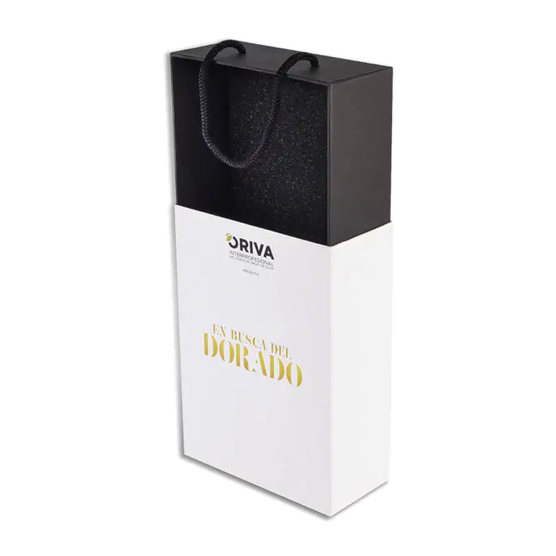 Drawer style rigid gift boxwith pp rope handle