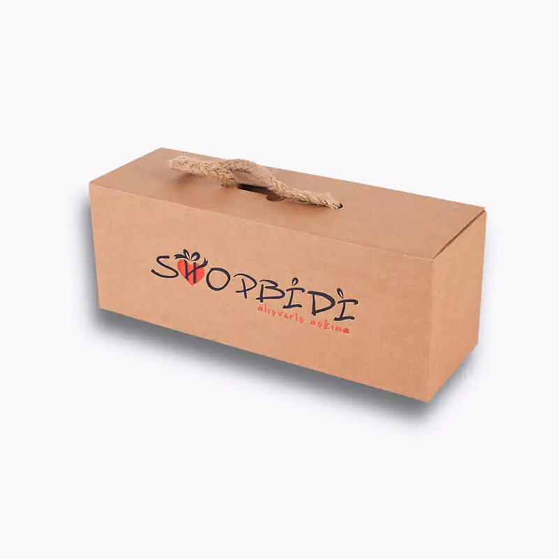 Corrugated borwn kraft box with twine handle