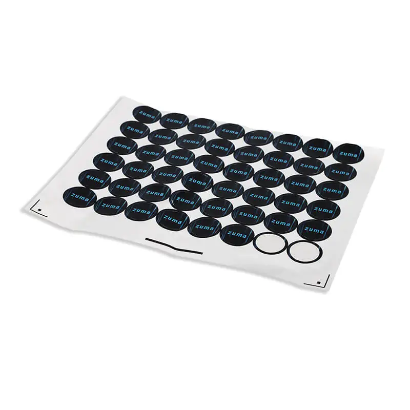 Full colour printed paper sticker on a sheet