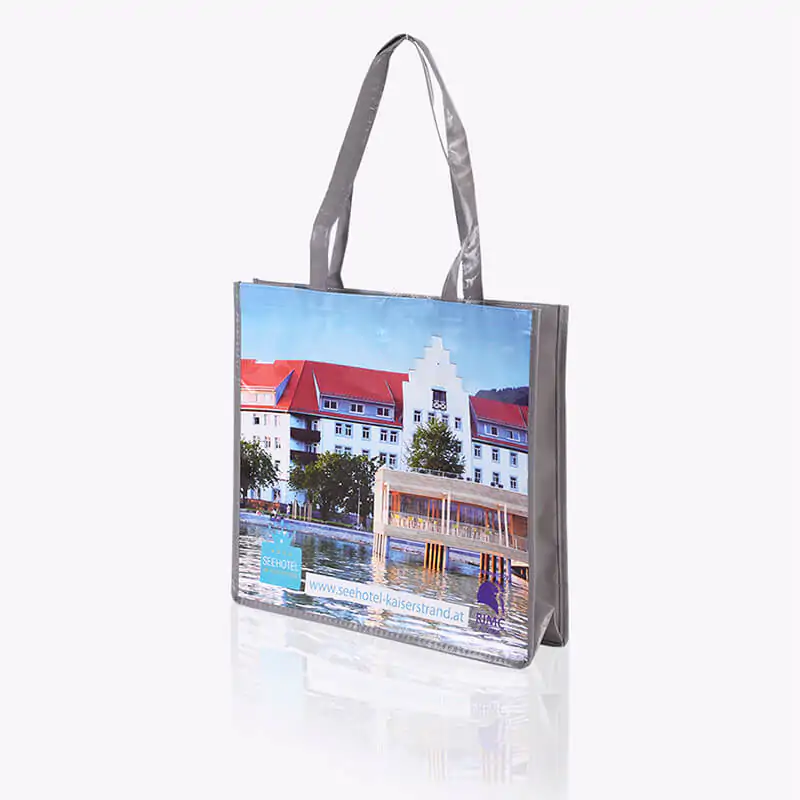 Full colour printed non-woven bag with hotel image on it