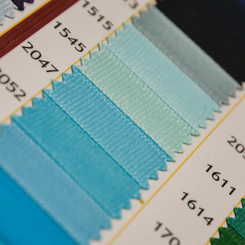Blue tone grosgarin ribbon catalouge close up