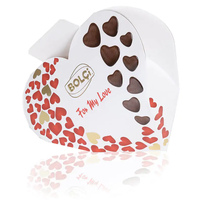 Hearth shaped choclolate paper box with hearth patterns