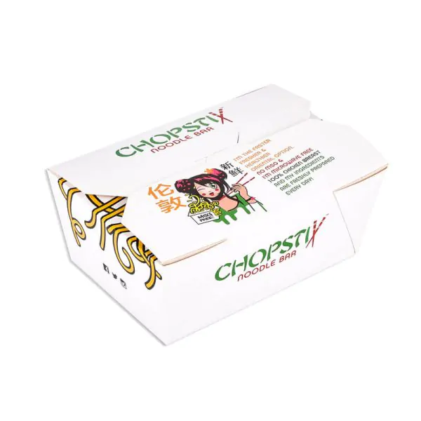 printed laminated noodle box chopstix Noodle fast food box that sasy chopstix noodle bar