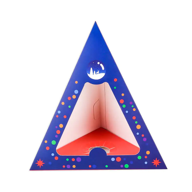 Pyramid shape paper folding box with hollow window