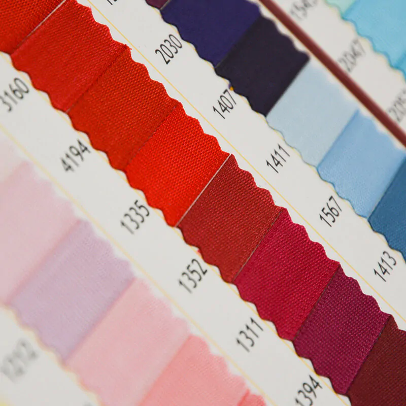 Satin ribbon colour catalouge close-up