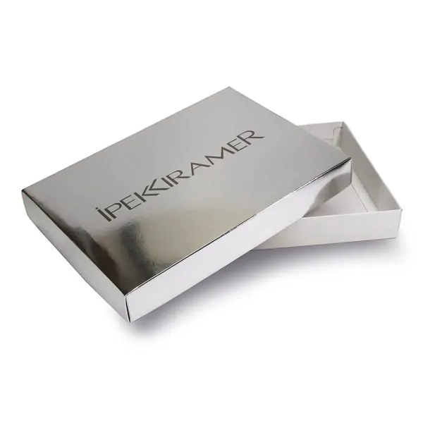 silver metallic paper shirt box Silver metallic laminated lift off lid paper box