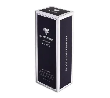 Soft touch laminated dark blue vodka packaging box
