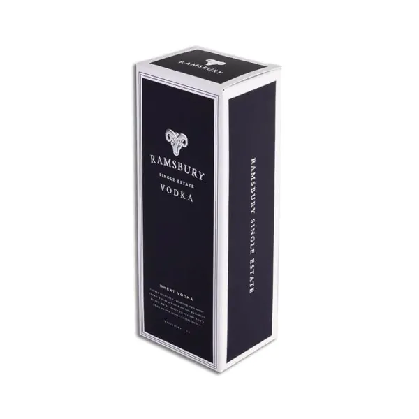 sof touch laminated vodka box Soft touch laminated dark blue vodka packaging box